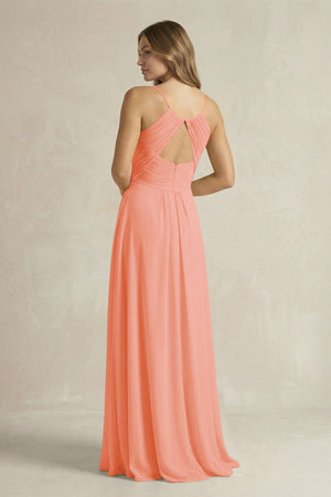Cami Strap A - Line Chiffon Pleated Bridesmaid Dress in Rosette - SHE IS ME Bridesmaid Dresses