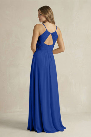 Cami Strap A - Line Chiffon Pleated Bridesmaid Dress in Royal Blue - SHE IS ME Bridesmaid Dresses