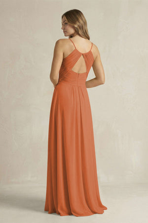 Cami Strap A - Line Chiffon Pleated Bridesmaid Dress in Terracotta - SHE IS ME Bridesmaid Dresses