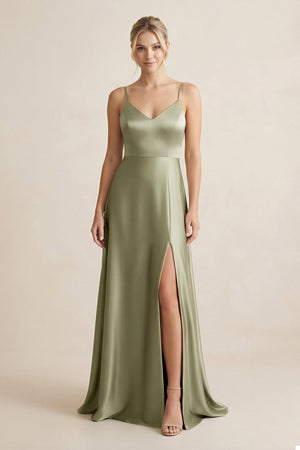 Cami Strap A - Line Shiny Satin Bridesmaid Dress - SHE IS ME Bridesmaid Dresses
