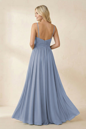 Cami Strap Chiffon A - Line Bridesmaid Dress with Slit - SHE IS ME Bridesmaid Dresses
