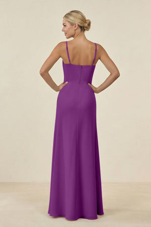 Cami Strap Chiffon Sheath Bridesmaid Gown in Amethyst - SHE IS ME BRIDESMAID DRESSES