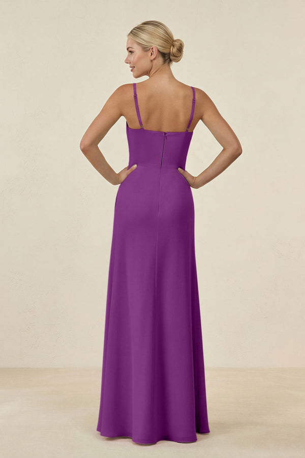 Cami Strap Chiffon Sheath Bridesmaid Gown in Amethyst - SHE IS ME BRIDESMAID DRESSES
