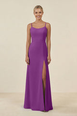 Cami Strap Chiffon Sheath Bridesmaid Gown in Amethyst - KISS BRIDAL BRIDESMAID DRESSES