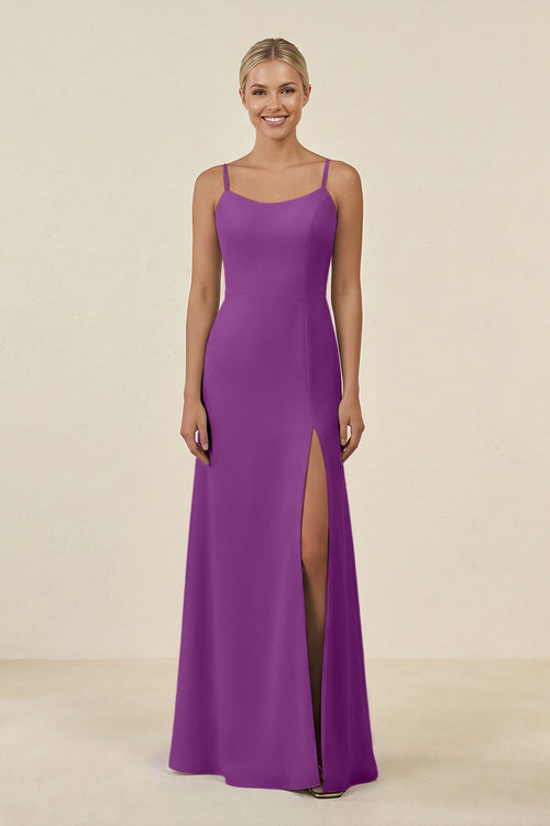 Cami Strap Chiffon Sheath Bridesmaid Gown in Amethyst - SHE IS ME BRIDESMAID DRESSES