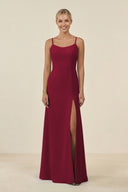 Cami Strap Chiffon Sheath Bridesmaid Gown in Berry - SHE IS ME BRIDESMAID DRESSES