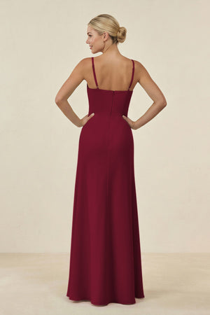 Cami Strap Chiffon Sheath Bridesmaid Gown in Berry - SHE IS ME BRIDESMAID DRESSES