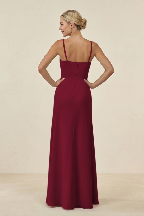 Cami Strap Chiffon Sheath Bridesmaid Gown in Berry - SHE IS ME BRIDESMAID DRESSES