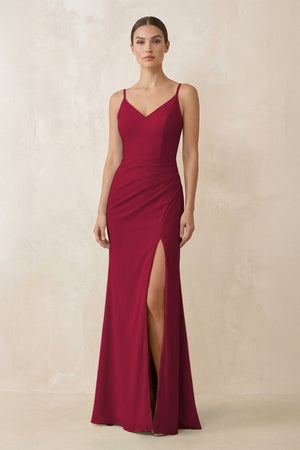 Cami Strap Chiffon Sheath Bridesmaid Gown in Berry - KISS BRIDAL Bridesmaid Dresses