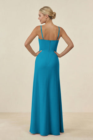 Cami Strap Chiffon Sheath Bridesmaid Gown in Blue Jay - SHE IS ME BRIDESMAID DRESSES