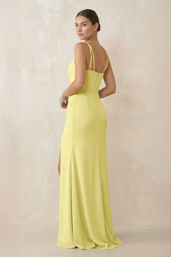 Cami Strap Chiffon Sheath Bridesmaid Gown in Buttercup - KISS BRIDAL Bridesmaid Dresses