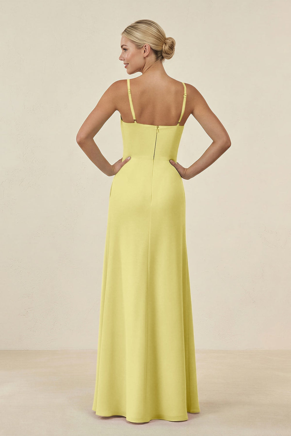Cami Strap Chiffon Sheath Bridesmaid Gown in Buttercup - KISS BRIDAL BRIDESMAID DRESSES