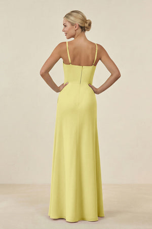Cami Strap Chiffon Sheath Bridesmaid Gown in Buttercup - SHE IS ME BRIDESMAID DRESSES