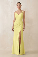 Cami Strap Chiffon Sheath Bridesmaid Gown in Buttercup - KISS BRIDAL Bridesmaid Dresses