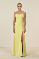 Cami Strap Chiffon Sheath Bridesmaid Gown in Buttercup - SHE IS ME BRIDESMAID DRESSES