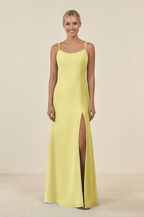 Cami Strap Chiffon Sheath Bridesmaid Gown in Buttercup - SHE IS ME BRIDESMAID DRESSES
