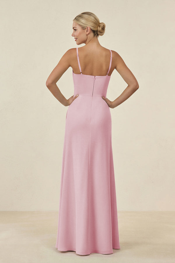 Cami Strap Chiffon Sheath Bridesmaid Gown in Candy Pink - SHE IS ME BRIDESMAID DRESSES