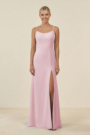 Cami Strap Chiffon Sheath Bridesmaid Gown in Candy Pink - SHE IS ME BRIDESMAID DRESSES