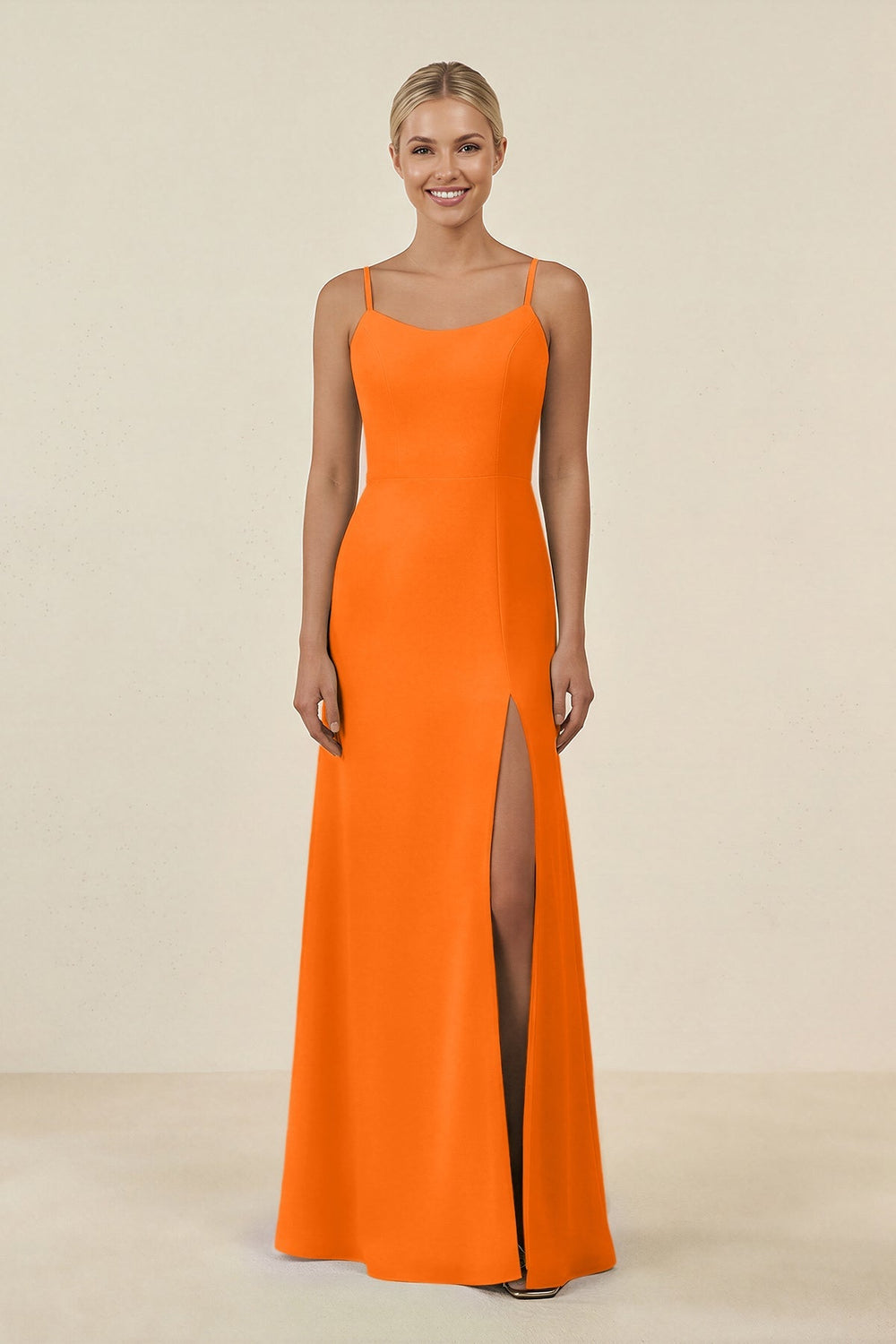 Cami Strap Chiffon Sheath Bridesmaid Gown in Cinnamon - KISS BRIDAL BRIDESMAID DRESSES