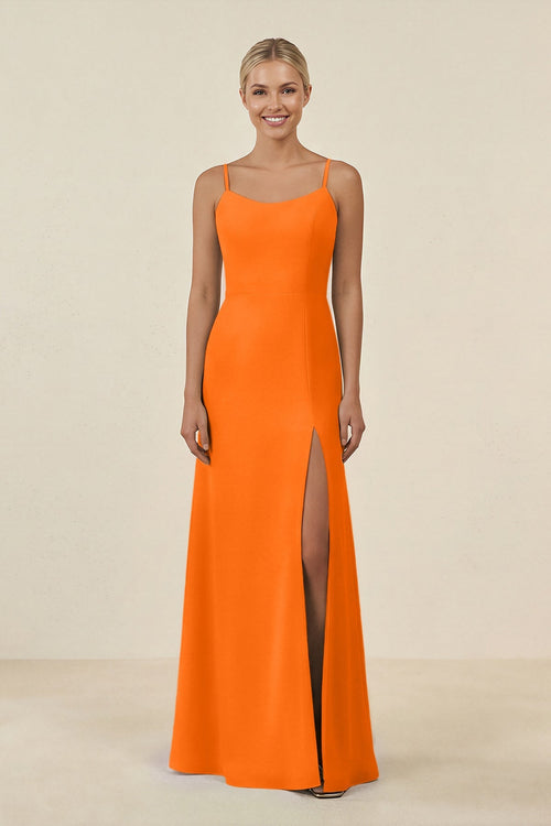 Cami Strap Chiffon Sheath Bridesmaid Gown in Cinnamon - SHE IS ME BRIDESMAID DRESSES