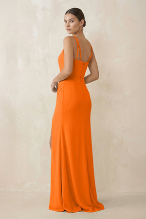 Cami Strap Chiffon Sheath Bridesmaid Gown in Cinnamon - KISS BRIDAL Bridesmaid Dresses