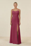 Cami Strap Chiffon Sheath Bridesmaid Gown in Desert Rose - SHE IS ME BRIDESMAID DRESSES