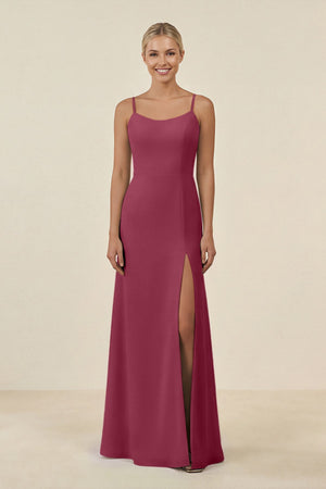 Cami Strap Chiffon Sheath Bridesmaid Gown in Desert Rose - SHE IS ME BRIDESMAID DRESSES