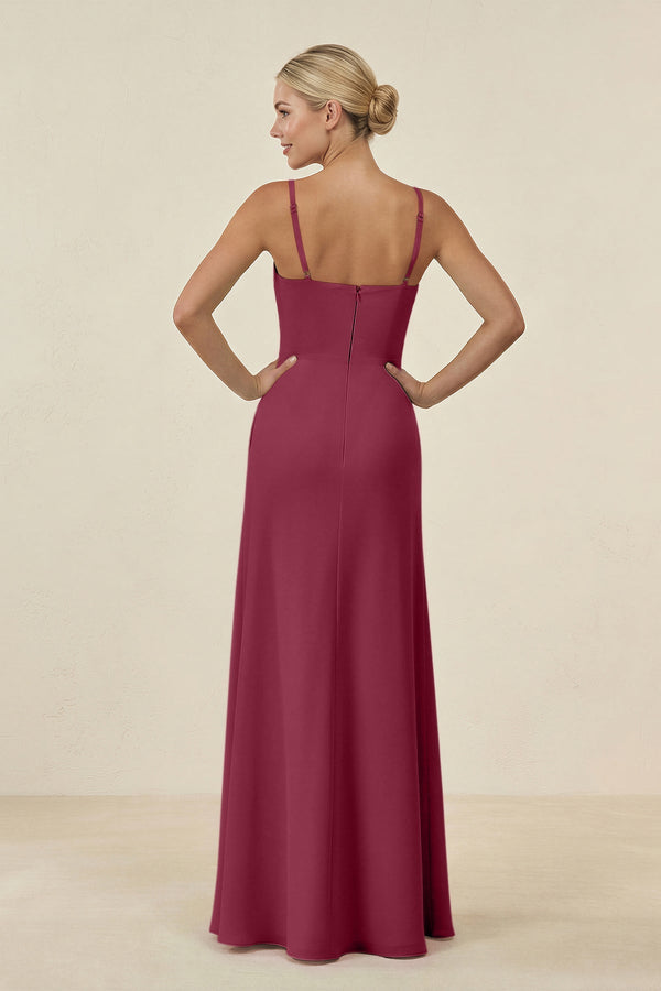 Cami Strap Chiffon Sheath Bridesmaid Gown in Desert Rose - SHE IS ME BRIDESMAID DRESSES