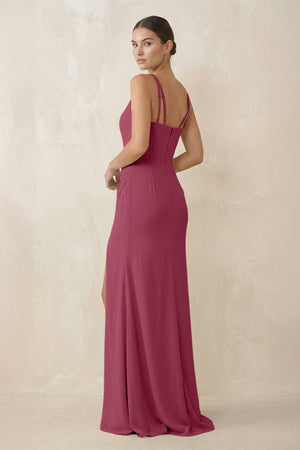 Cami Strap Chiffon Sheath Bridesmaid Gown in Desert Rose - KISS BRIDAL Bridesmaid Dresses