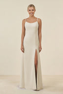 Cami Strap Chiffon Sheath Bridesmaid Gown in Dove Gray - SHE IS ME BRIDESMAID DRESSES