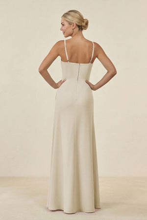 Cami Strap Chiffon Sheath Bridesmaid Gown in Dove Gray - SHE IS ME BRIDESMAID DRESSES