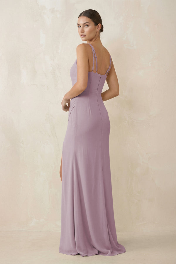 Cami Strap Chiffon Sheath Bridesmaid Gown in Dusk - KISS BRIDAL Bridesmaid Dresses