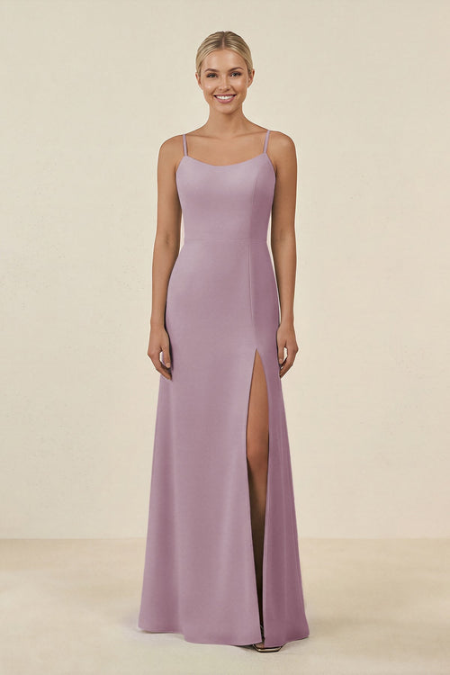 Cami Strap Chiffon Sheath Bridesmaid Gown in Dusk - SHE IS ME BRIDESMAID DRESSES