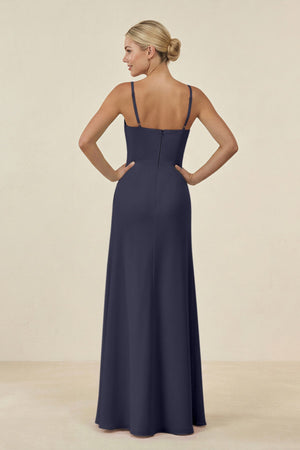 Cami Strap Chiffon Sheath Bridesmaid Gown in Dusk Blue - SHE IS ME BRIDESMAID DRESSES