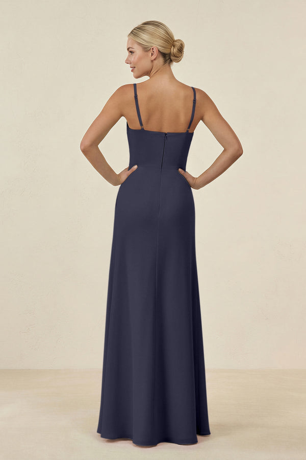 Cami Strap Chiffon Sheath Bridesmaid Gown in Dusk Blue - SHE IS ME BRIDESMAID DRESSES