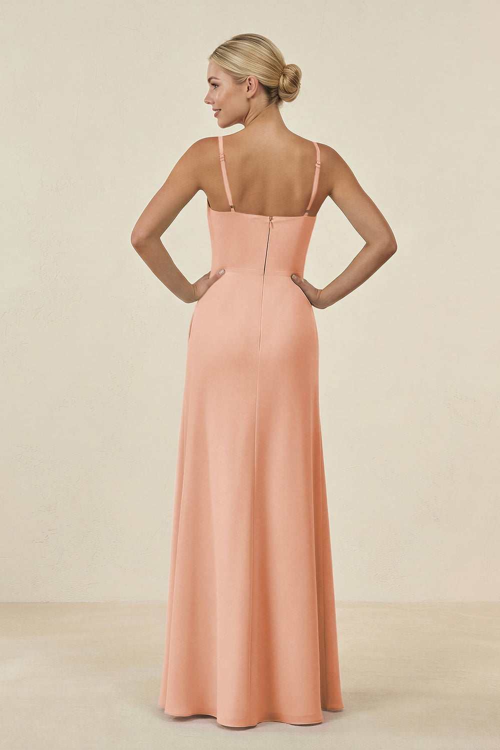 Cami Strap Chiffon Sheath Bridesmaid Gown in English Rose - KISS BRIDAL BRIDESMAID DRESSES