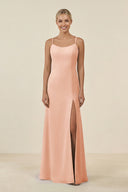 Cami Strap Chiffon Sheath Bridesmaid Gown in English Rose - SHE IS ME BRIDESMAID DRESSES