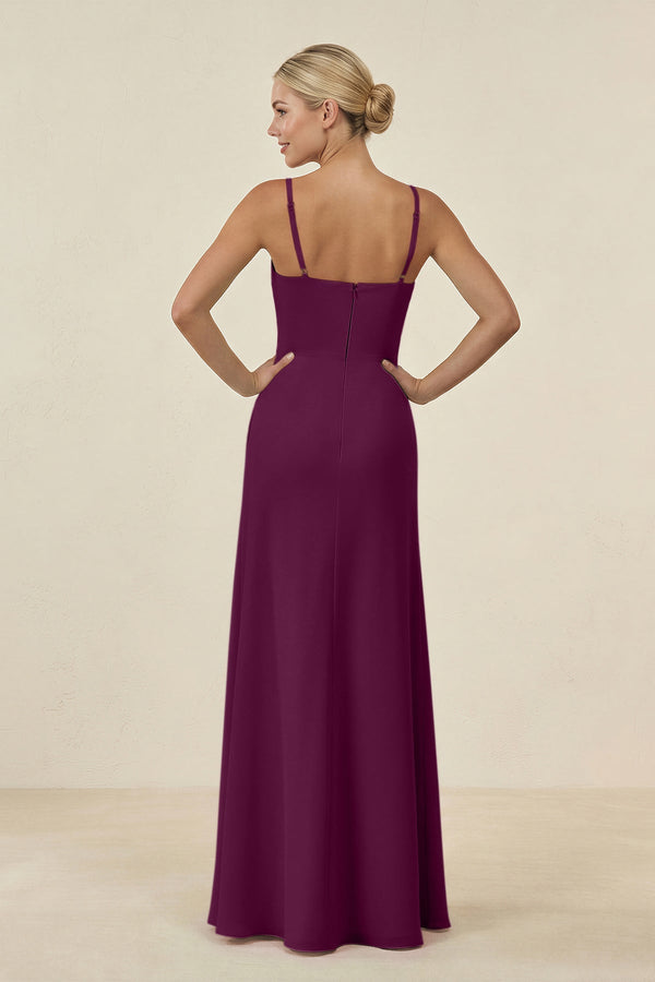 Cami Strap Chiffon Sheath Bridesmaid Gown in Fig - SHE IS ME BRIDESMAID DRESSES