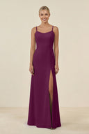 Cami Strap Chiffon Sheath Bridesmaid Gown in Fig - SHE IS ME BRIDESMAID DRESSES