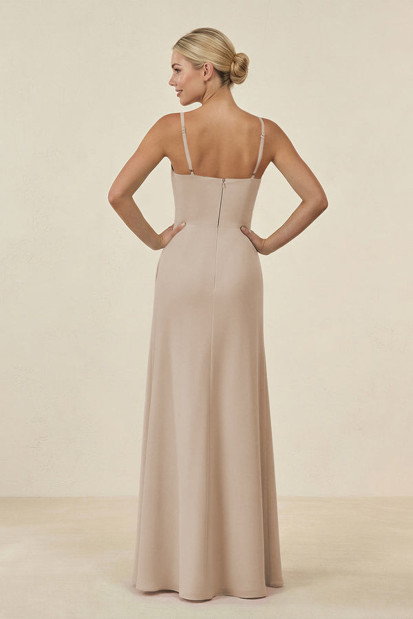 Cami Strap Chiffon Sheath Bridesmaid Gown in Frost - SHE IS ME BRIDESMAID DRESSES