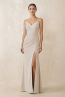 Cami Strap Chiffon Sheath Bridesmaid Gown in Frost - KISS BRIDAL Bridesmaid Dresses