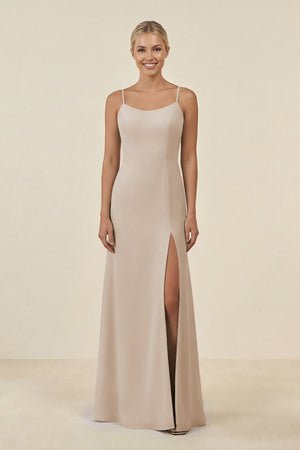 Cami Strap Chiffon Sheath Bridesmaid Gown in Frost - SHE IS ME BRIDESMAID DRESSES