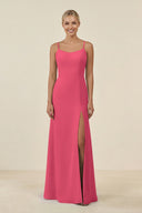 Cami Strap Chiffon Sheath Bridesmaid Gown in Fuchsia - SHE IS ME BRIDESMAID DRESSES