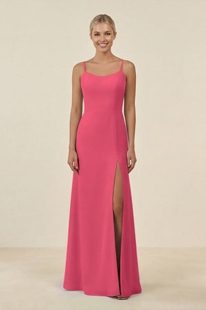 Cami Strap Chiffon Sheath Bridesmaid Gown in Fuchsia - SHE IS ME BRIDESMAID DRESSES