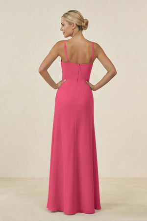 Cami Strap Chiffon Sheath Bridesmaid Gown in Fuchsia - SHE IS ME BRIDESMAID DRESSES
