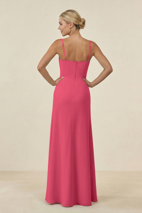 Cami Strap Chiffon Sheath Bridesmaid Gown in Fuchsia - SHE IS ME BRIDESMAID DRESSES