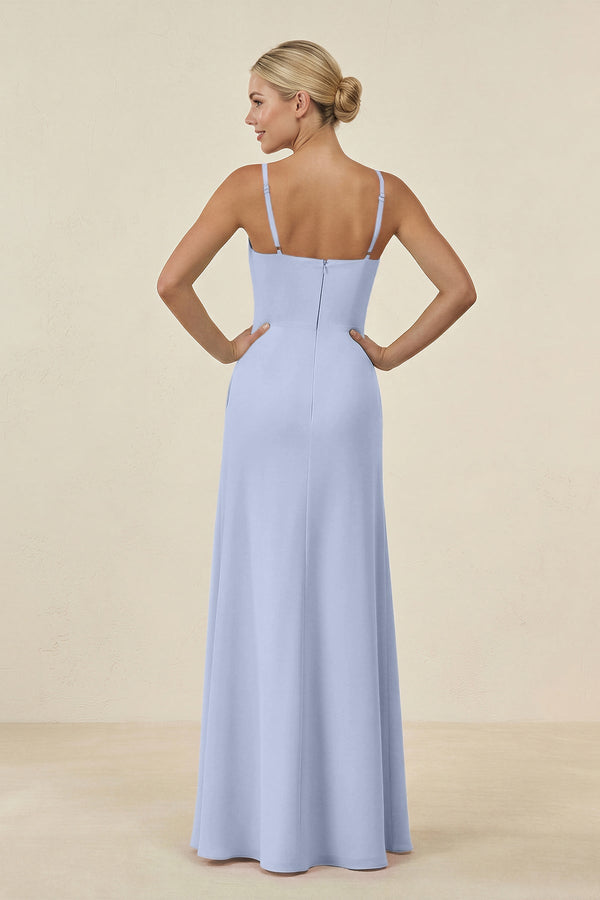 Cami Strap Chiffon Sheath Bridesmaid Gown in Ice - SHE IS ME BRIDESMAID DRESSES