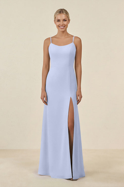 Cami Strap Chiffon Sheath Bridesmaid Gown in Ice - SHE IS ME BRIDESMAID DRESSES
