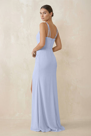 Cami Strap Chiffon Sheath Bridesmaid Gown in Ice - KISS BRIDAL Bridesmaid Dresses