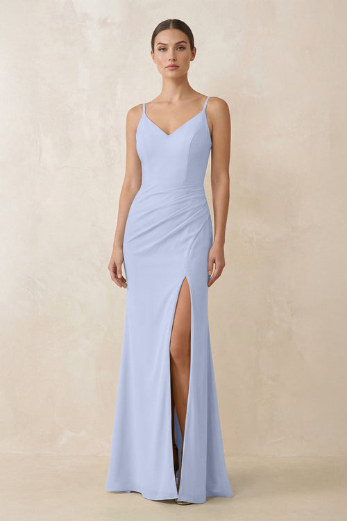 Cami Strap Chiffon Sheath Bridesmaid Gown in Ice - KISS BRIDAL Bridesmaid Dresses